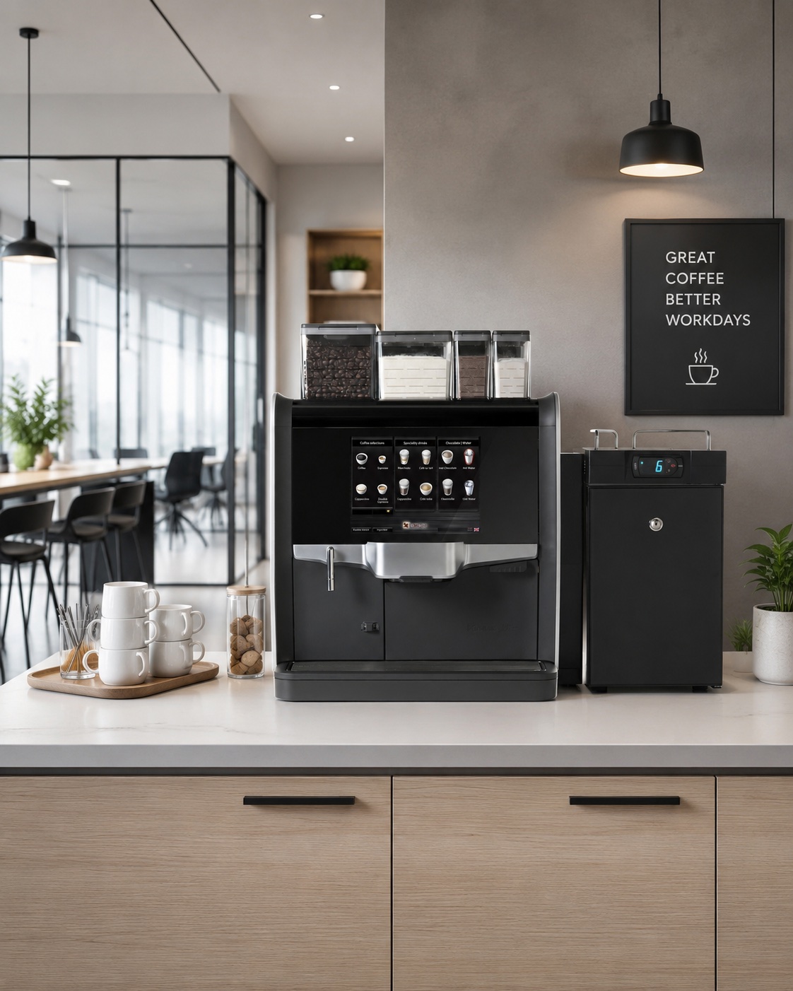 De Jong DUKE Nio Next kaffemaskine i kontormiljø