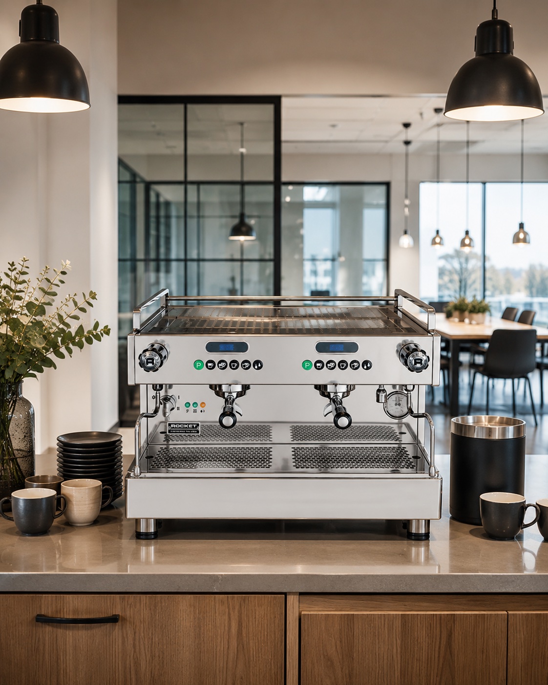 Rocket Boxer EVO 2 Group espressomaskine i kontormiljø